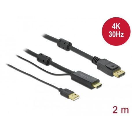 Delock HDMI - DisplayPort-kábel 4K 30 Hz 2 m