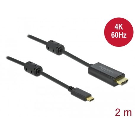 Delock Aktív USB Type-C  - HDMI kábel (DP Alt Mode) 4K 60 Hz 2 méter hosszú