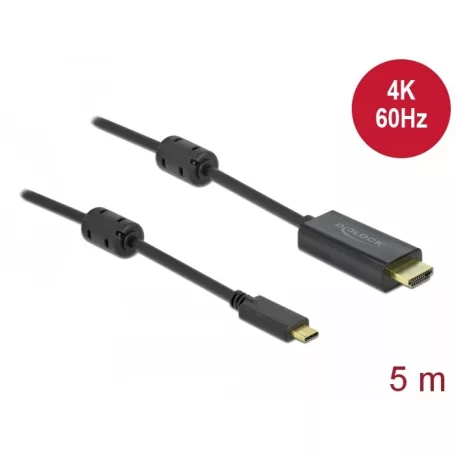 Delock Aktív USB Type-C™ - HDMI kábel (DP Alt Mode) 4K 60 Hz 5 méter hosszú