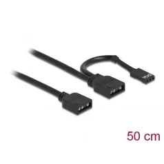   Delock RGB csatlakozó kábel 3 tűs 5 V-s RGB / ARGB LED fényhez és 2 db. 3 tűs anya csatlakozóval 50