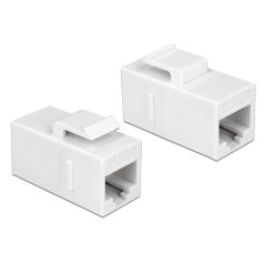   Delock Keystone modul, RJ45-aljzat > RJ45-aljzat, Cat.6 UTP, fehér