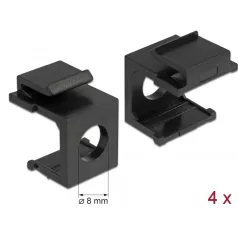 Delock Keystone fekete borító 8 mm-es lyukkal, 4 db.