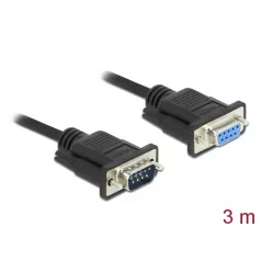 Delock Sub-D9-es, RS-232 soros kábel, apa-anya, 3 m