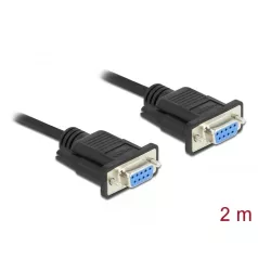   Delock Sub D9-es, null modemű, RS-232 soros kábel, anya-anya, 2 m