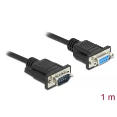   Delock Sub D9-es, null modemű, RS-232 soros kábel, apa-anya, 1 m