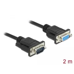   Delock Sub D9-es, null modemű, RS-232 soros kábel, apa-anya, 2 m