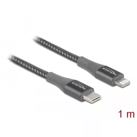 Delock Adat- és töltőkábel USB Type-C™ - Lightning™ iPhone™, iPad™ és iPod™ készülékhez szürke 1 m M
