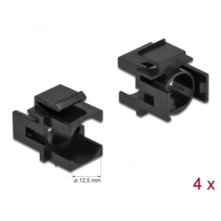 Delock Keystone fekete borító 12,5 mm-es lyukkal, 4 db.