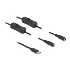   Delock USB Type-C™ apa – 2 db. DC 5,5 x 2,1 mm anya csatlakozójú, 1 méter hosszú kábel
