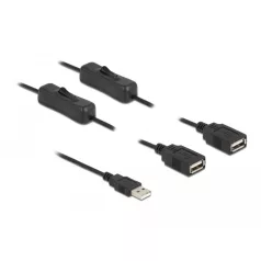   Delock USB A-típusú kábel apa – 2 db. USB A-típusú anya kapcsolóval ellátott, 1 m