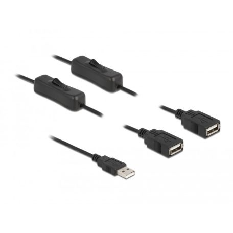 Delock USB A-típusú kábel apa – 2 db. USB A-típusú anya kapcsolóval ellátott, 1 m