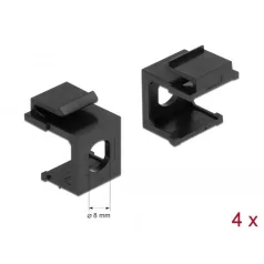 Delock Keystone fekete borító 8,0 mm-es lyukkal, 4 db.