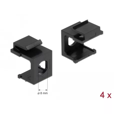 Delock Keystone fekete borító 8,0 mm-es lyukkal, 4 db.