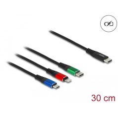 Delock 30 cm hosszú, USB töltő kábel 3 az 1 USB Type-C  apa Lightning -, ...