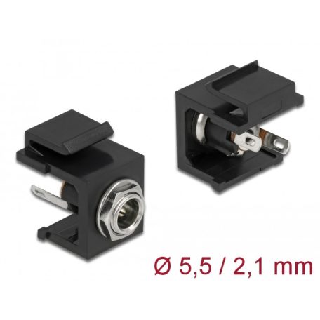 Delock Keystone modul, DC 5,5 x 2,1 mm-csatlakozóhüvely, fekete
