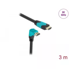   Delock High Speed HDMI kábel egyenes csatlakozódugóval - csatlakozódugóval 90° ívelt lefelé 48 Gbps