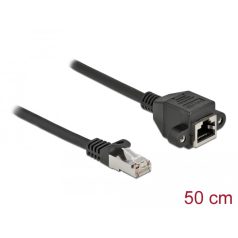   Delock Hálózat bővítő kábel S/FTP RJ45 apa - RJ45 anya Cat.6A, 50 cm hosszú, fekete
