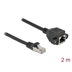   Delock Hálózat bővítő kábel S/FTP RJ45 apa - RJ45 anya Cat.6A, 2 m hosszú, fekete