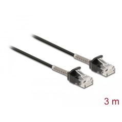   Delock Görbítés védelemmel ellátott kábel RJ45 apa - RJ45 apa Cat.6A, 3 m hosszú, fekete