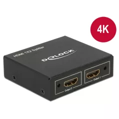   Delock HDMI-elosztó, 1 x HDMI-bemenet > 2 x HDMI-kimenet, 4K