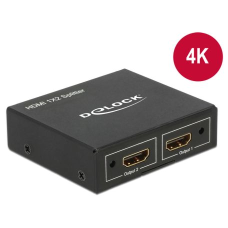Delock HDMI-elosztó, 1 x HDMI-bemenet > 2 x HDMI-kimenet, 4K