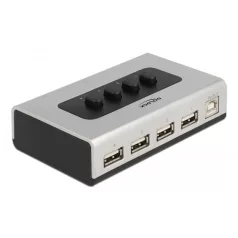   Delock Kétirányú USB 2.0 switch 1 db. B-típusú anya – 4 db. A-típusú anya kézi átkapcsolással