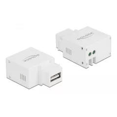   Delock 2,1 A-s, fehér, A-típusú USB töltő portos Keystone modul