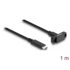   Delock SuperSpeed USB 10 Gbps (USB 3.2 Gen 2) USB Type-C™ kábel apa-anya 1 m panel-csatlakozójú fekete