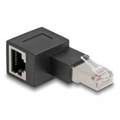   Delock RJ45 apa - RJ45 anya adapter Cat.6A 90° fokos szögben balra hajlítva