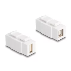   Delock Keystone modul A-típusú USB 2.0 anya – B-típusú USB 2.0 anya, mindkét oldalával beépíthető, fehér színű