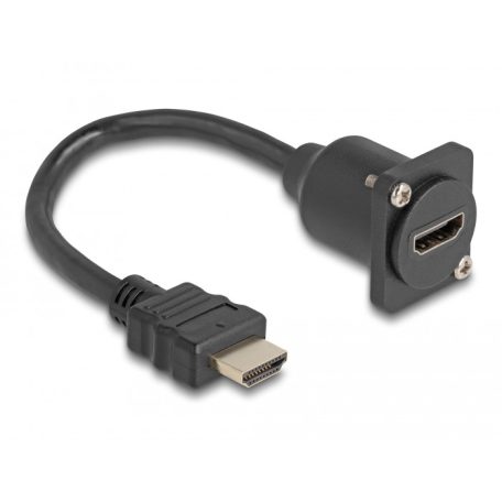Delock D-típusú HDMI kábel apa – anya fekete 20 cm