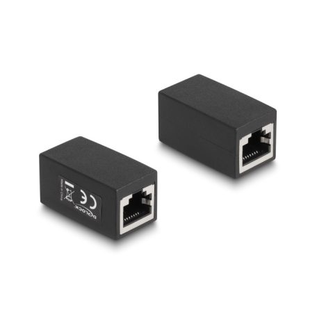 Delock Adapter RJ45 anya - RJ45 anya Cat.6, fekete