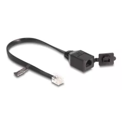   Delock Kábel RJ12 apa - RJ12 anya védő fedéllel 20 cm, fekete