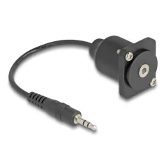   Delock D-típusú kábel 3,5 mm 3 tűs sztereo jack apa – anya fekete 20 cm