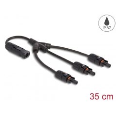   Delock DL4 napelem-elosztó kábel 1 x dugó – 3 x anya, 35 cm fekete