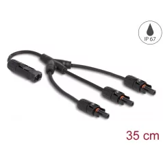   Delock DL4 napelem-elosztó kábel 1 x dugó – 3 x anya, 35 cm fekete