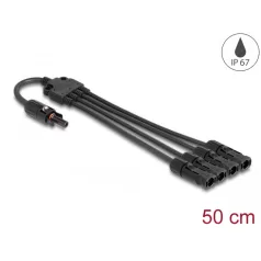   Delock DL4 napelem elosztó kábel 1 x anya és 4 x duga 50 cm fekete
