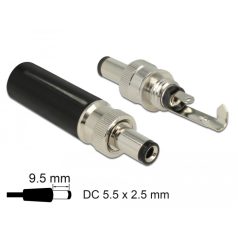 Delock DC csatlakozó apa 5,5 x 2,5 mm dugómérettel és 9,5 mm hosszal