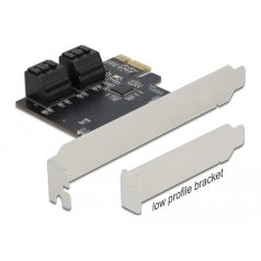   Delock 4 portos SATA PCI Express x1 Kártya - alacsony profilú formatényező
