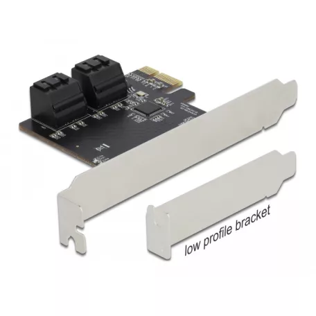 Delock 4 portos SATA PCI Express x1 Kártya - alacsony profilú formatényező