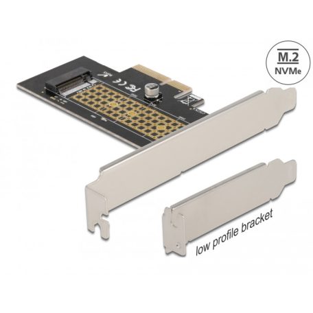 Delock PCI Express x4-kártya - 1 x belső NVMe M.2 Key M 80 mm - alacsony profilú formatényező