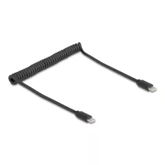   Delock USB 2.0 Type-C™ tekercses kábel, apa-apa 0,45 m-től 0,75 m-ig fekete