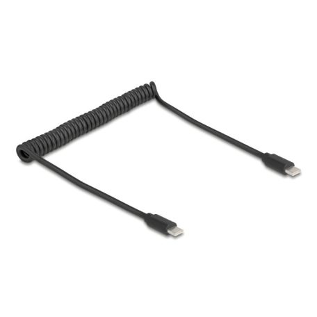 Delock USB 2.0 Type-C™ tekercses kábel, apa-apa 0,45 m-től 0,75 m-ig fekete