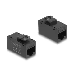   Delock Keystone modul, RJ45-aljzat - RJ45-aljzat, Cat.6A UTP fekete