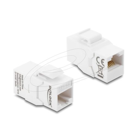 Delock Keystone modul összekötő, RJ45 aljzat–RJ45 aljzat Cat.6A, árnyékolatlan, fehér