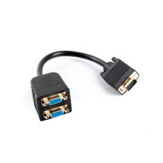 LANBERG VGA(M)->2X VGA(F) ADAPTER KÁBEL 20CM FEKETE
