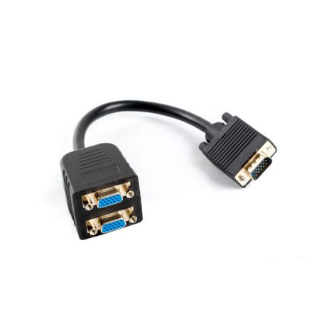 LANBERG VGA(M)->2X VGA(F) ADAPTER KÁBEL 20CM FEKETE