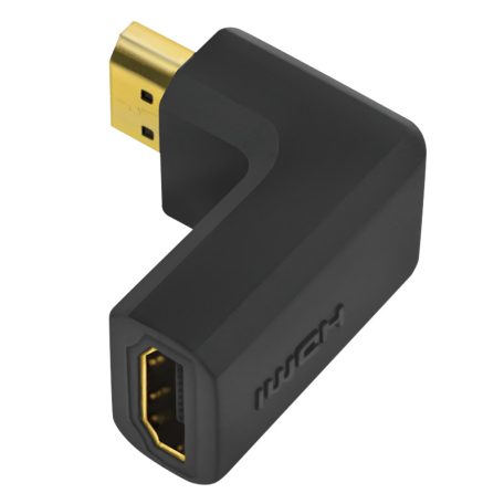 Logilink HDMI adapter, A/M–A/F, 90°-os szögben, hosszú, 4K/30 Hz, fekete