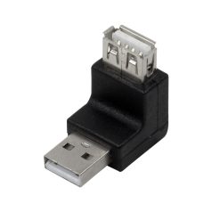   Logilink USB 2.0 adapter, USB-A/M - USB-A/F, 270°-os szög, fekete