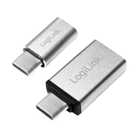 Logilink USB-C adapterkészlet, C/M - USB-A/F + C/M - Micro-USB/F, ezüst